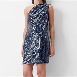 Express Blue Sequins One shoulder Party dress size M